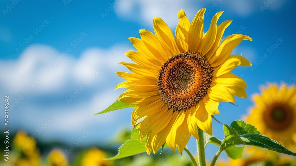 Sunflower flower sunshine on blue sky background Sunflower flower sunshine on blue sky background