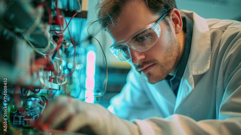 Scientist Soldering a Circuit Board in a Lab Scientist Soldering a Circuit Board in a Lab