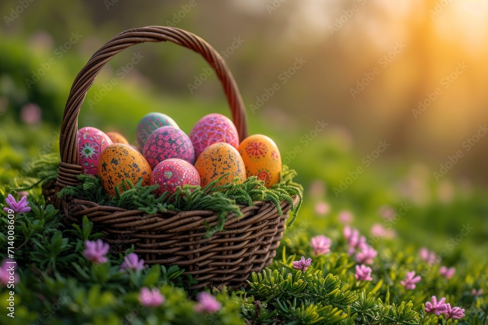 easter eggs in basket easter eggs in basket