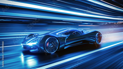 Futuristic Sports Car in Motion Blur - High-Speed Concept © romanets_v