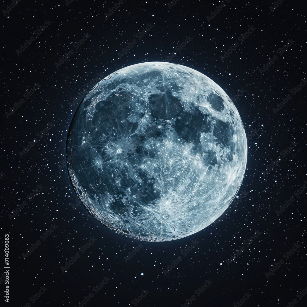 Stunning Full Moon with Twinkling Stars Around