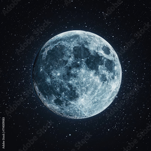 Stunning Full Moon with Twinkling Stars Around