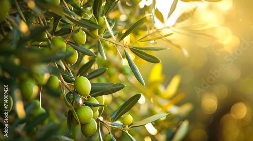 Olives on the branches of an olive tree  