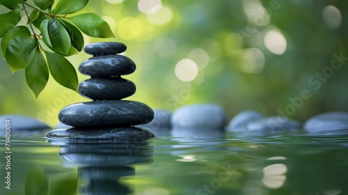 Zen stones on water surface