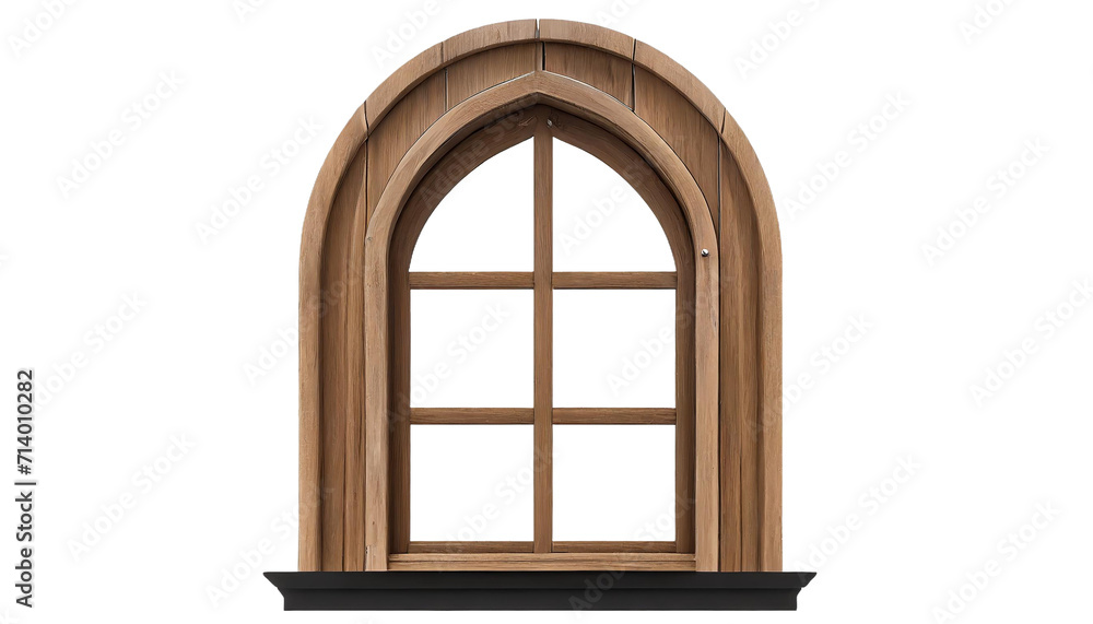 Obraz premium Wooden window isolated on transparent background.