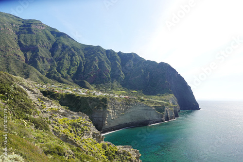The cliff in Pollara village, the Lipari archipelago, Sicily