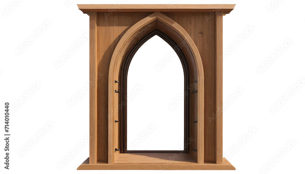Wooden window isolated on transparent background.