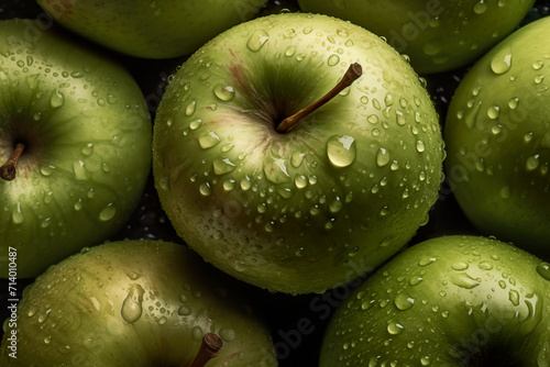 Apple seamless background, adorned with glistening droplets of water
