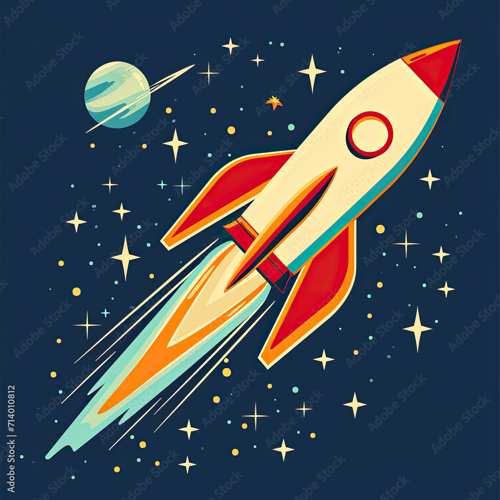 Dynamic Rocket with Stars and Comets Zooming Past Dynamic Rocket with Stars and Comets Zooming Past