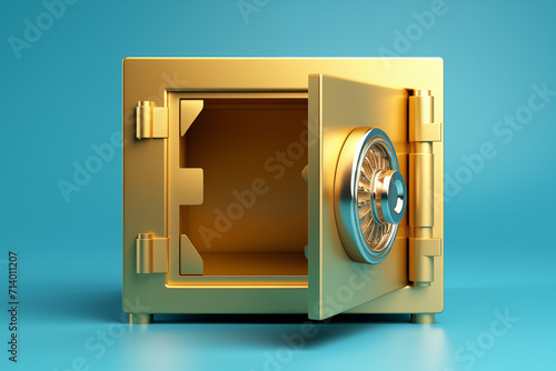 Secure Vault: Attractive 3D Render of open Metallic Safe Box. Generative ai