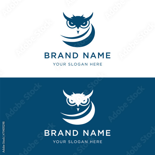 Black owl logo template design with creative idea.