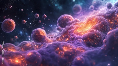 Micro-cosmos, galaxy, nebula on dark background