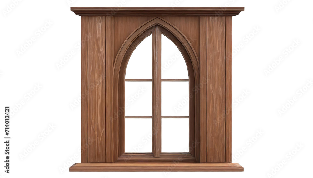 Obraz premium Wooden window isolated on transparent background.