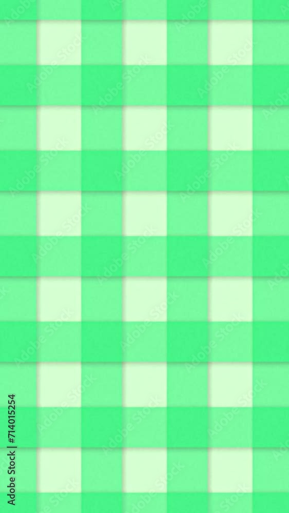 Seamless looped animated green color check Gingham pattern moving left to right. Abstract flat motion graphics background. Seamless looped animated green color check Gingham pattern moving left to right. Abstract flat motion graphics background.