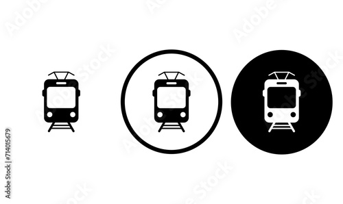icon tram black outline for web site design 
and mobile dark mode apps 
Vector illustration on a white background