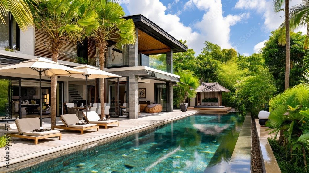 Fototapeta premium Luxury villa with private garden in tropical resort