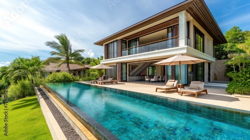 Luxury villa with private garden in tropical resort