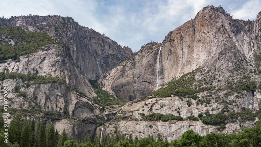 Yosemite Upper Lower Yosemite Falls Cook's Meadow Time Lapse Sierra Nevada Mountains California USA Yosemite Upper Lower Yosemite Falls Cook's Meadow Time Lapse Sierra Nevada Mountains California USA