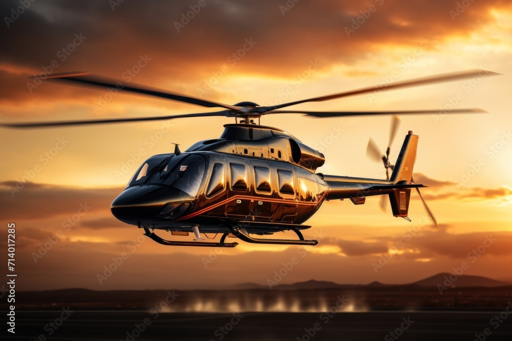helicopter at sunset helicopter at sunset