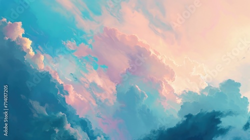 white-blue and pale pink clouds © Victoria