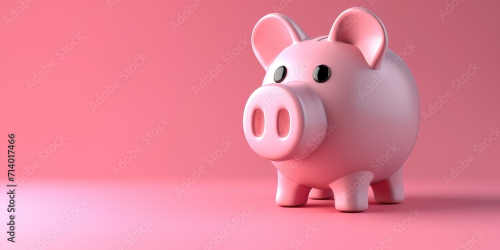 Piggy bank, color background with copy space