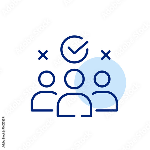 Choosing the right candidate to hire. Filling in vacancy through recruitment agency. Pixel perfect, editable stroke icon