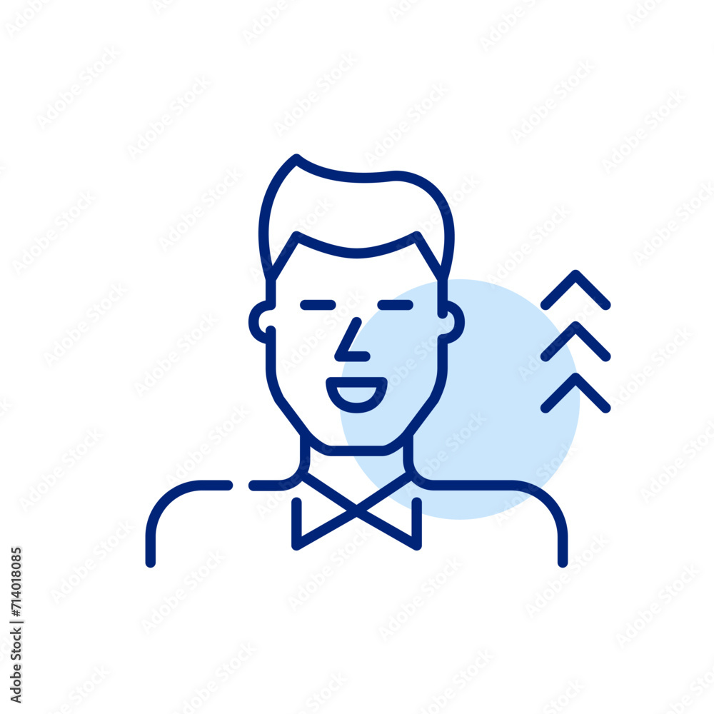 Job candidate developing new skills. Work promotion. Pixel perfect, editable stroke icon Job candidate developing new skills. Work promotion. Pixel perfect, editable stroke icon