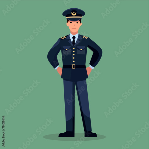 vector flat military officer