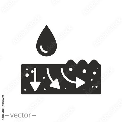 injection for moisturizing face icon, wrinkle smoothing, skin firming, hyaluron hydrolyzed effect, flat symbol on white background - vector illustration