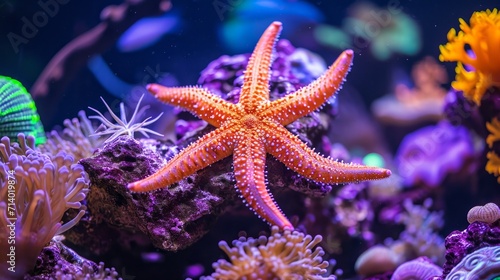 Fromia seastar in coral reef aquarium tank is one of the most amazing living decorations © Orxan