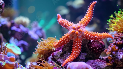 Fromia seastar in coral reef aquarium tank is one of the most amazing living decorations © Orxan