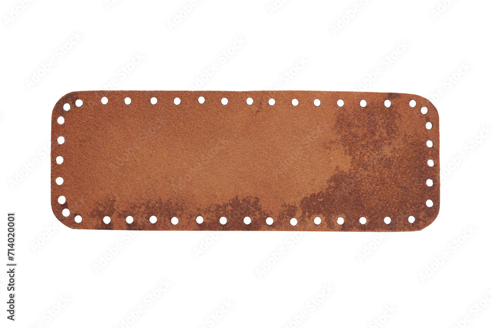 custom made wallpaper toronto digitalBrown leather belt strap closeup isolated on white. Brown stitched leather seam frame label tag isolated on white. Sewing background. Fabric patch isolated. Perforated leather frame.