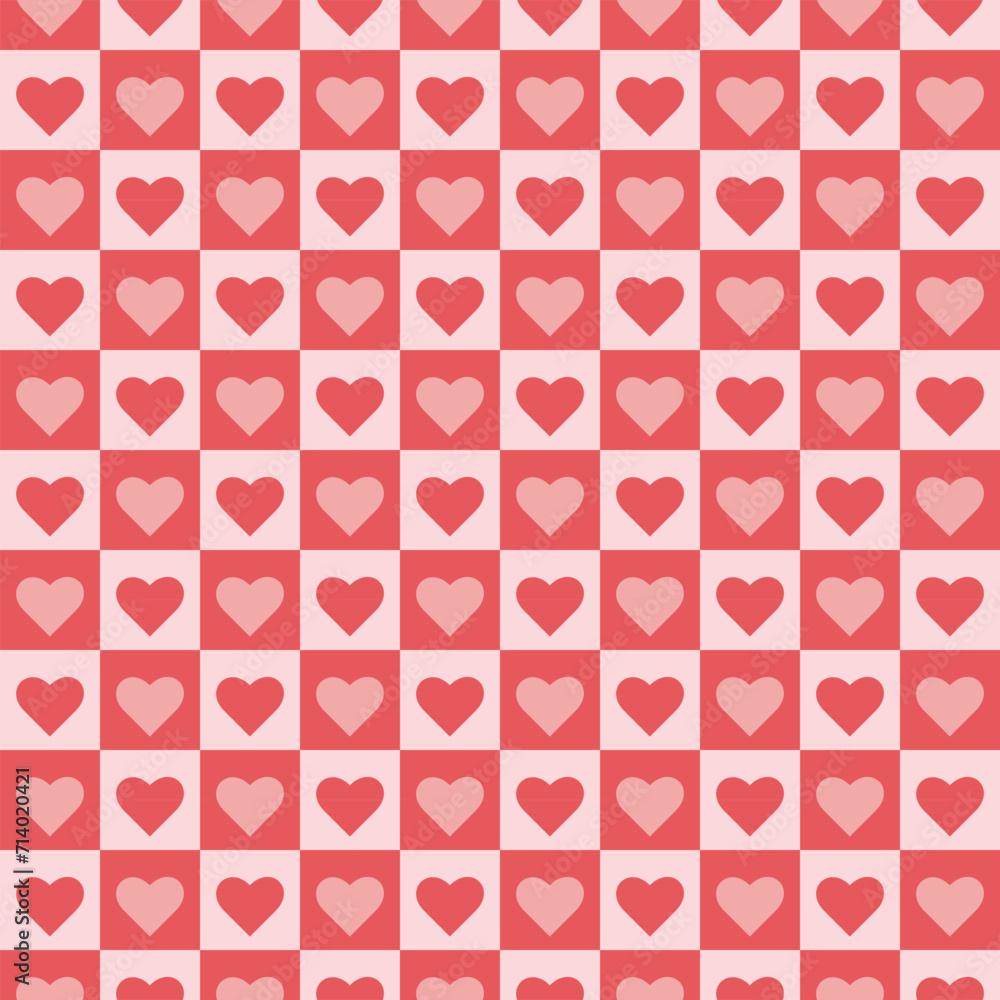 Seamless pattern with hearts pink valentines