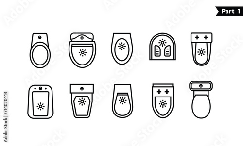 Toilet icon line bowl sanitaryware vector bathroom top view