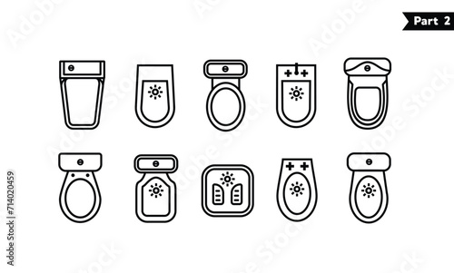 Toilet icon line bowl sanitaryware vector bathroom top view