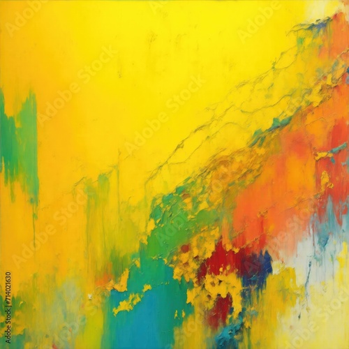 abstract rough Yellow and multicolored oil brushstroke painting texture background