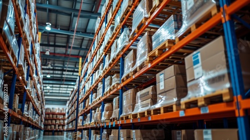 stock product inventory on shelf at distribution warehouse. logistic business ship and deliver  professional  stock  manage  movement  logistic  storage  delivering  shipping  supply  storehouse