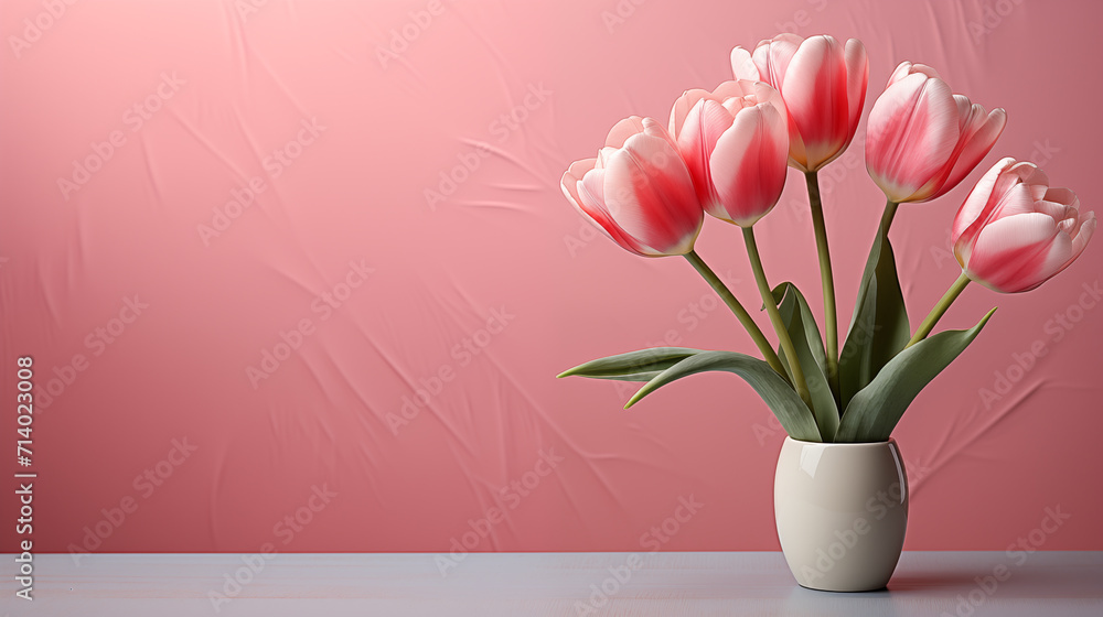 Tulips on a pink background. Tulips on a pink background.
