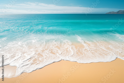 beautiful sandy beach and soft blue ocean wave