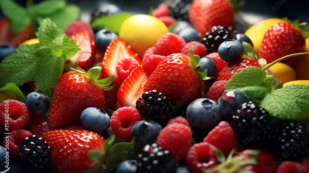 Fototapeta premium strawberries and blueberries