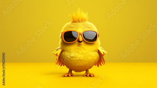 chick in sunglasses, illustration of funny chick in sunglasses, chick 3d model © bahija