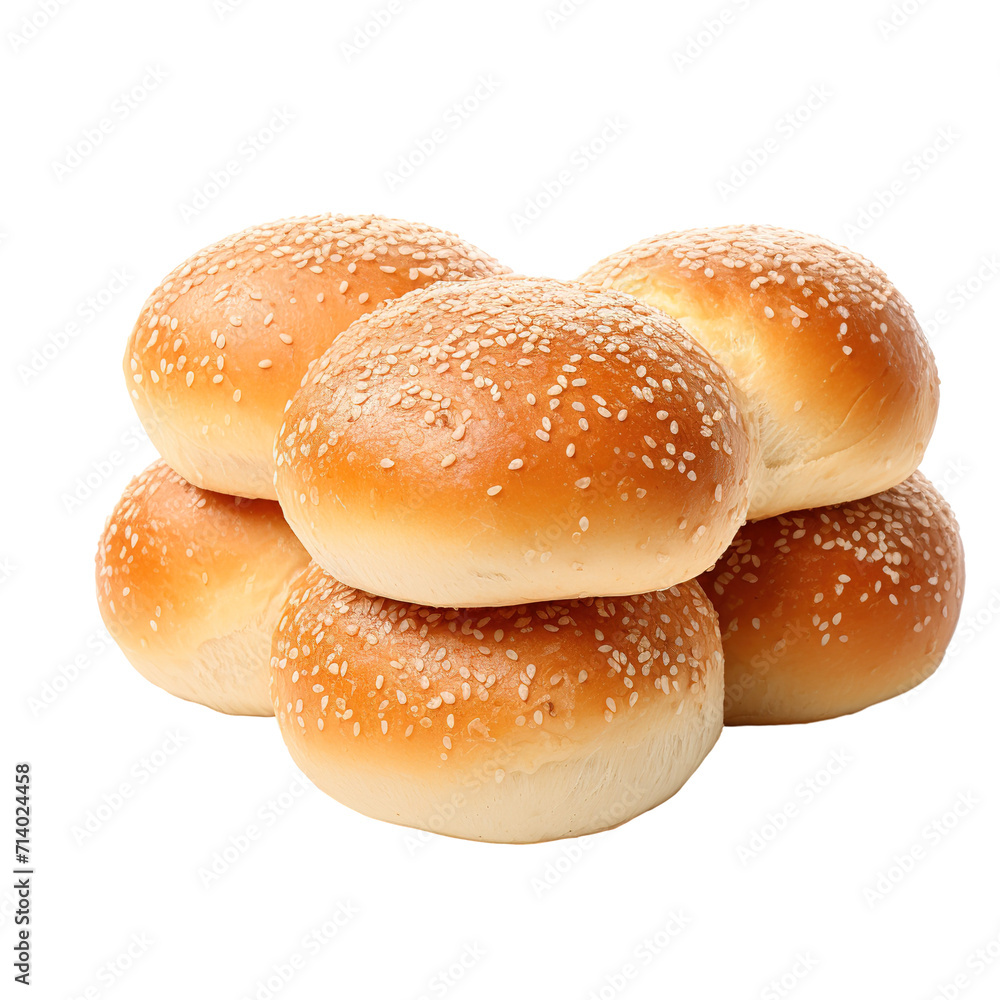 Bread roll baked Isolated on transparent background. Generative AI