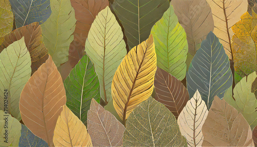 Autumn leaves illustration pattern. Generative AI