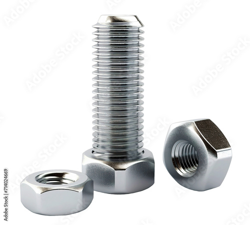 bolt and nuts isolated on whit or transparent background photo