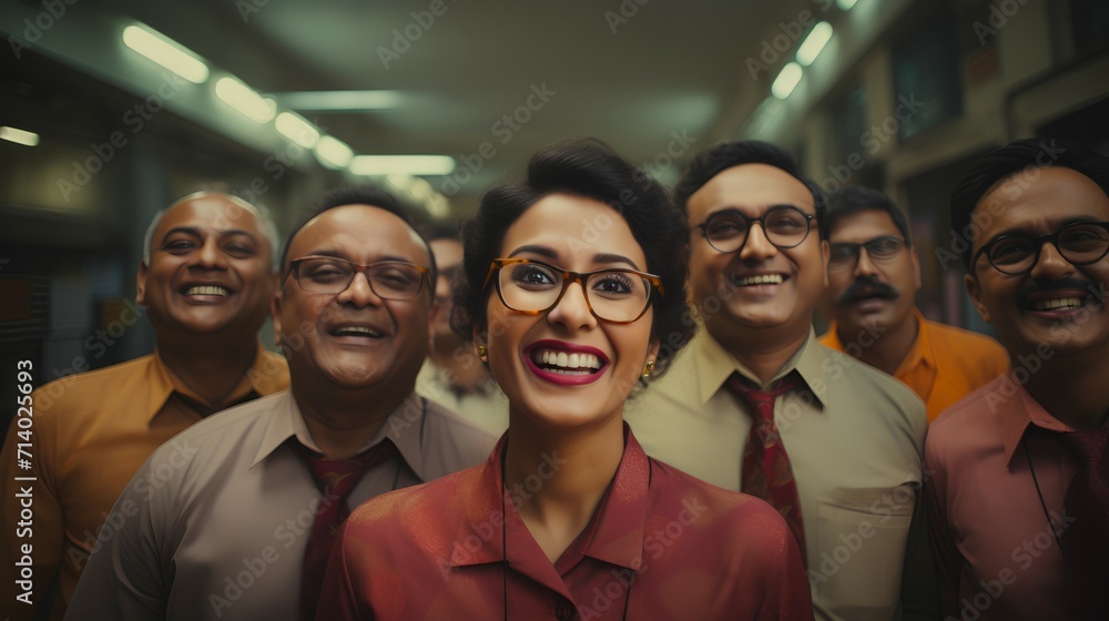 Indian small business - picture of entire team - profile pictures- business leaders - smiling and confident  - obrazy, fototapety, plakaty 