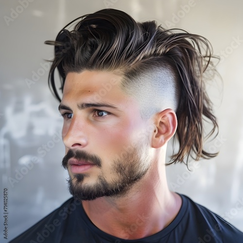 Male model with long top short sides hairstyle