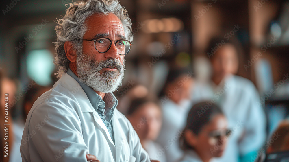 Fototapeta premium Science professor in a lab coat