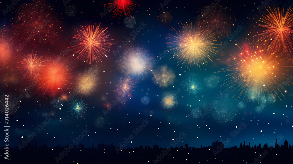 Beautiful creative holiday background with fireworks and sparkles Beautiful creative holiday background with fireworks and sparkles