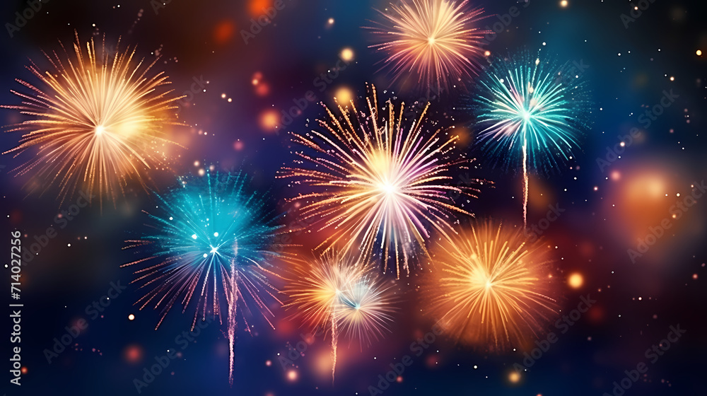 Beautiful creative holiday background with fireworks and sparkles Beautiful creative holiday background with fireworks and sparkles