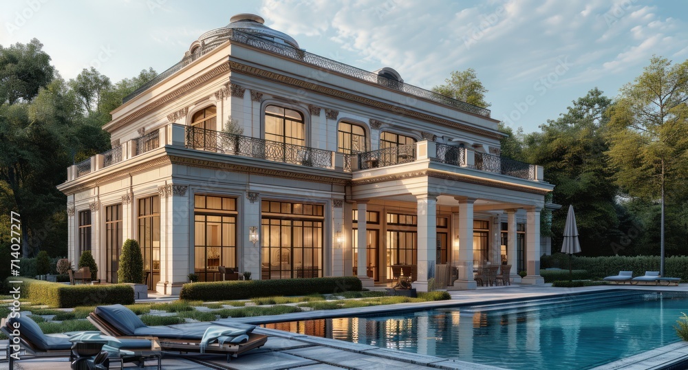 Fototapeta premium a modern and luxurious pool home